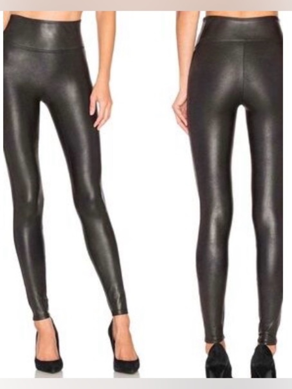 SPANX Faux Leather Leggings in Black Size Large